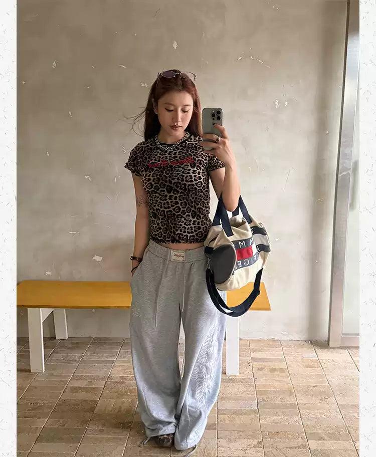 Mesh Animal Print Cropped T-Shirt Korean Street Fashion T-Shirt By Made Extreme Shop Online at OH Vault