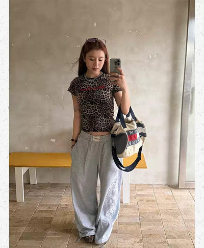 Mesh Animal Print Cropped T-Shirt Korean Street Fashion T-Shirt By Made Extreme Shop Online at OH Vault