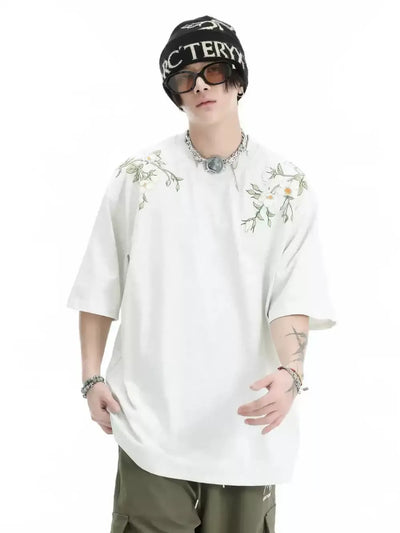 Floral Logo T-Shirt Korean Street Fashion T-Shirt By INS Korea Shop Online at OH Vault