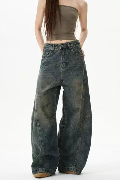 Wide Leg Versatile Jeans Korean Street Fashion Jeans By 77Flight Shop Online at OH Vault