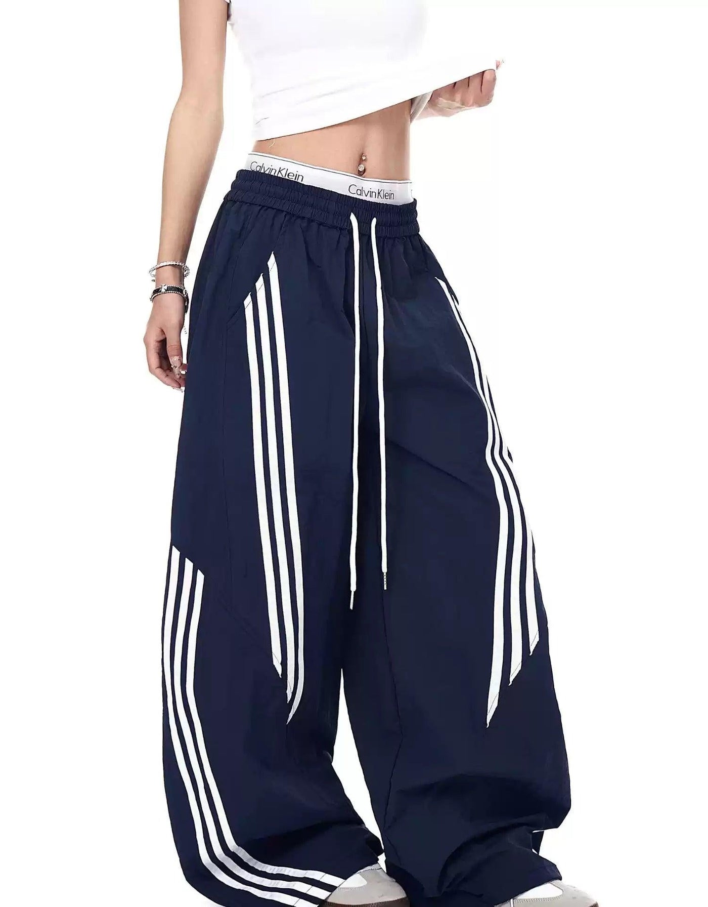 Drawstring Striped Lines Track Pants Korean Street Fashion Pants By Blacklists Shop Online at OH Vault