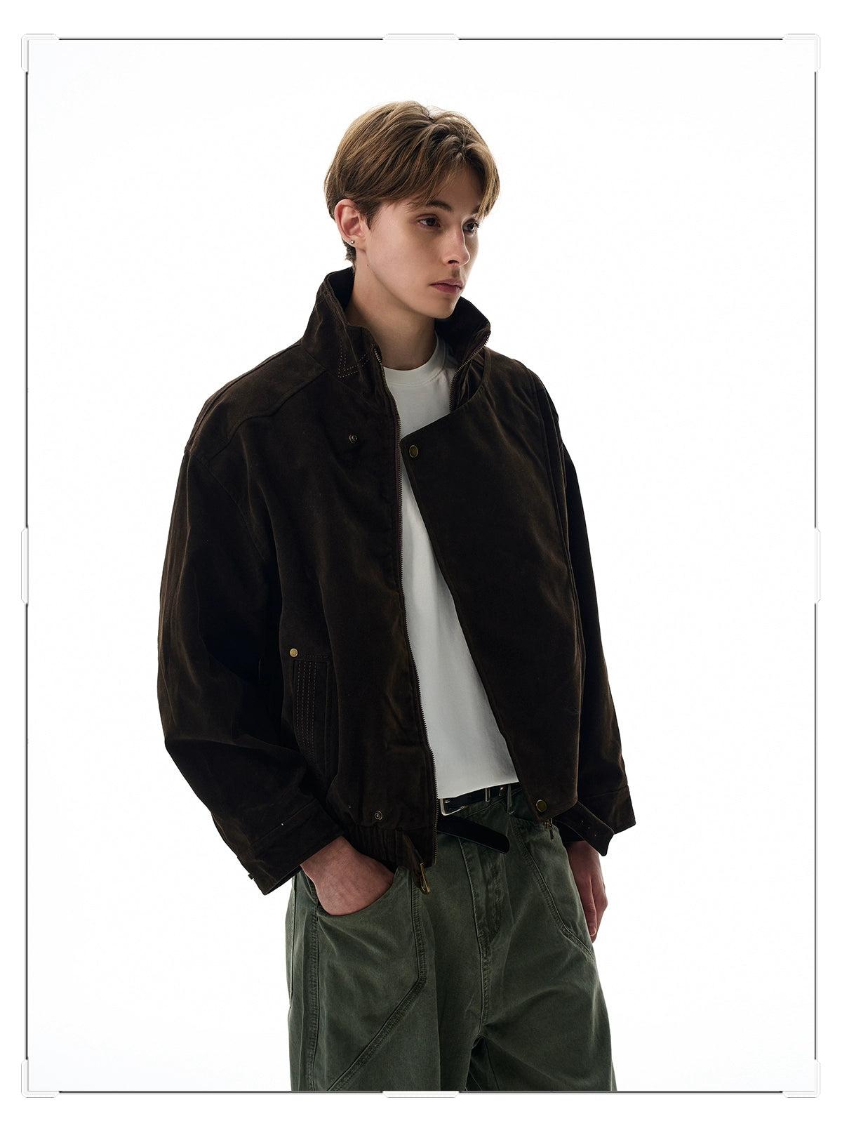 Overlap Buttons Collared Jacket