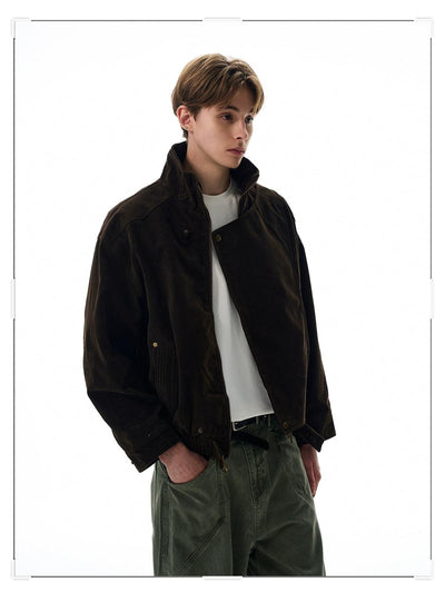 Overlap Buttons Collared Jacket