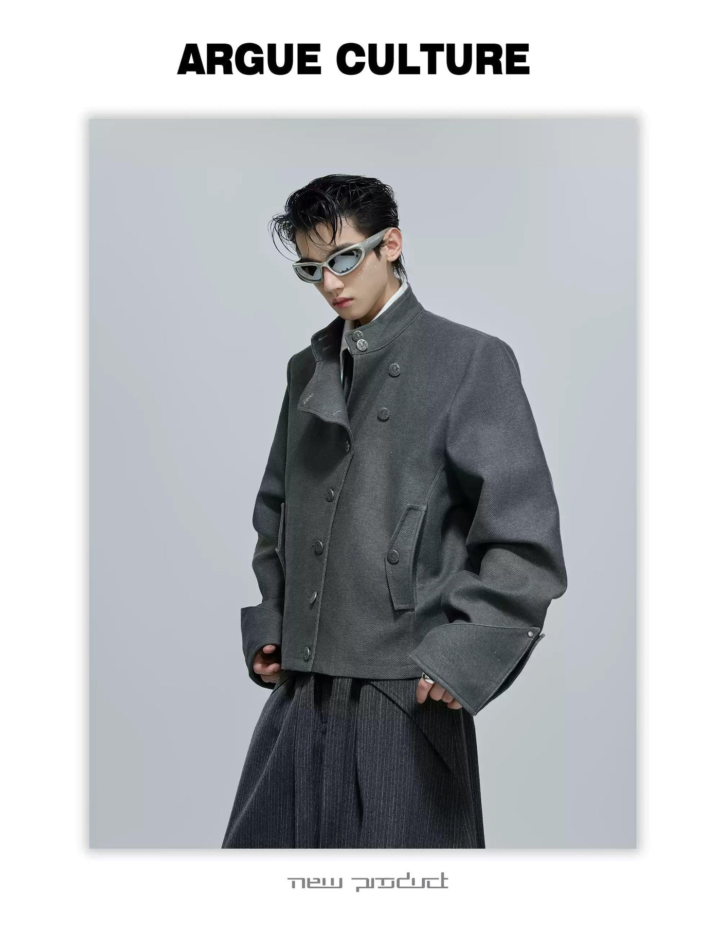 Multiple Buttoned Boxy Fit Twill Blazer Korean Street Fashion Blazer By Argue Culture Shop Online at OH Vault