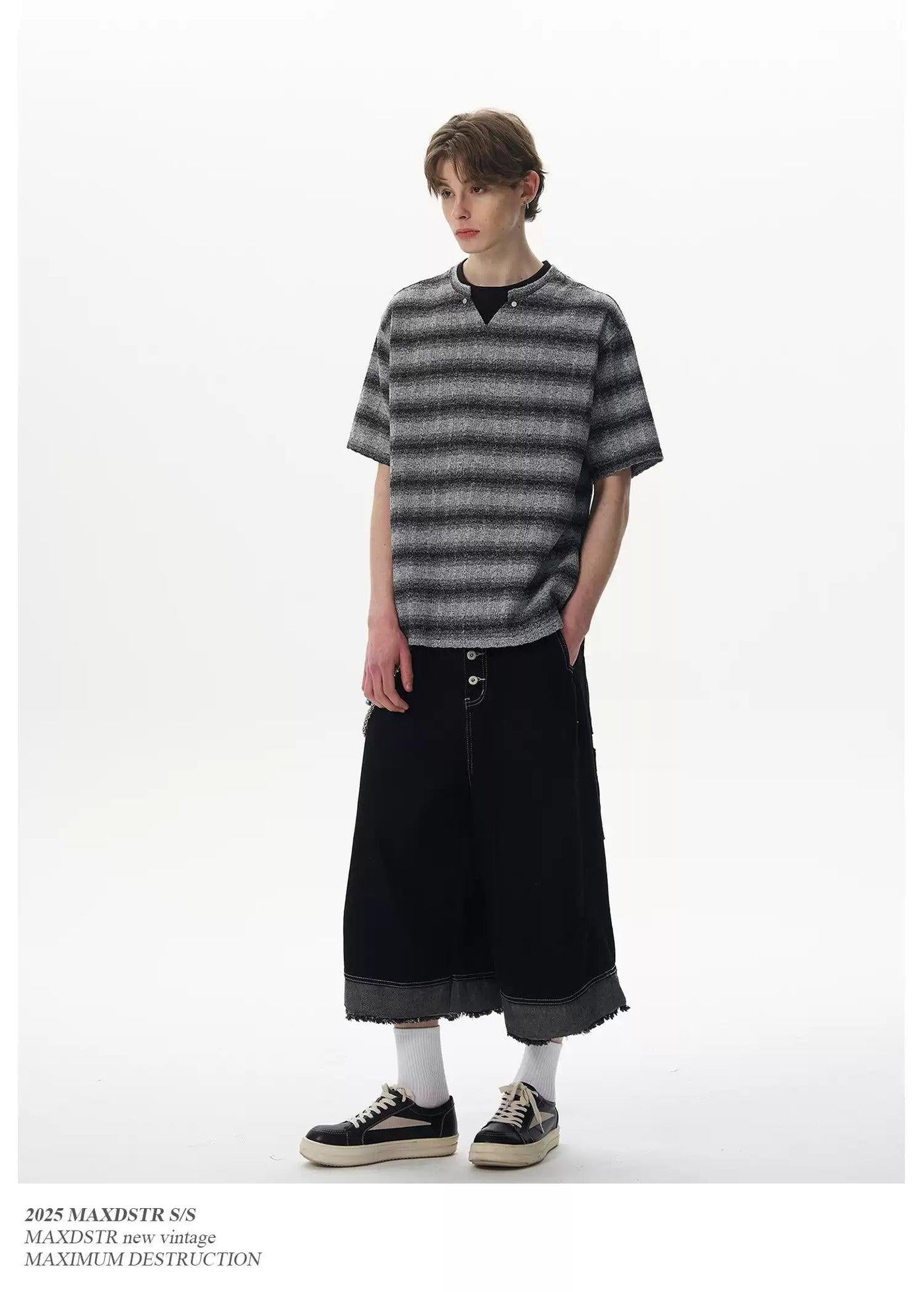 Contrast Smudged Stripes T-Shirt Korean Street Fashion T-Shirt By MaxDstr Shop Online at OH Vault