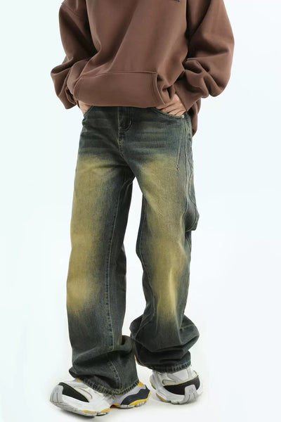 Yellow Fade Bootcut Jeans Korean Street Fashion Jeans By INS Korea Shop Online at OH Vault