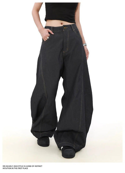 Wide Curved Inverted Jeans Korean Street Fashion Jeans By Mr Nearly Shop Online at OH Vault