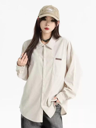 Solid Color Corduroy Shirt Korean Street Fashion Shirt By INS Korea Shop Online at OH Vault