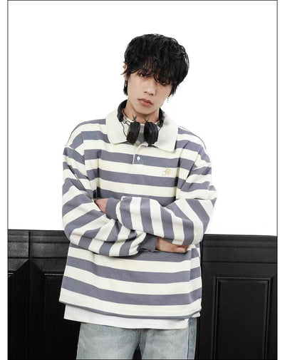 College Style Striped Polo Korean Street Fashion Polo By Mr Nearly Shop Online at OH Vault