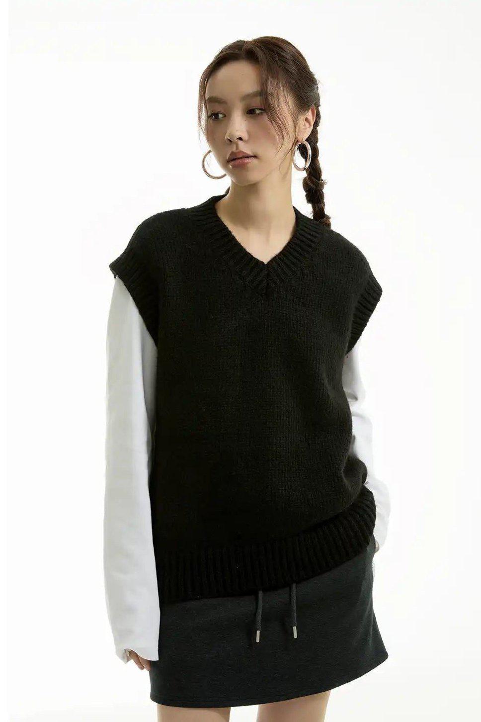 Comfty Fit Solid Color Knit Vest Korean Street Fashion Vest By Funky Fun Shop Online at OH Vault