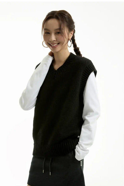 Comfty Fit Solid Color Knit Vest Korean Street Fashion Vest By Funky Fun Shop Online at OH Vault