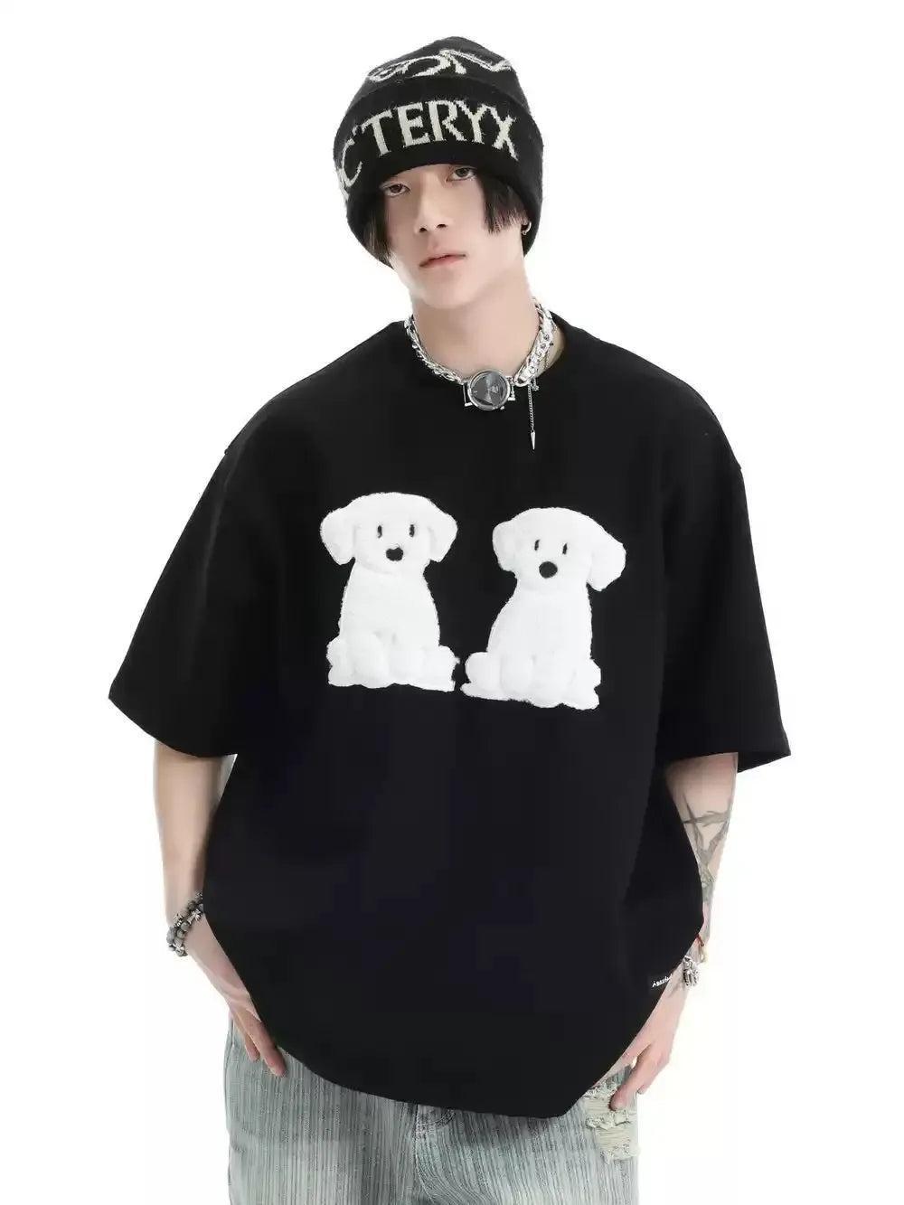 Puppy Patched T-Shirt Korean Street Fashion T-Shirt By INS Korea Shop Online at OH Vault