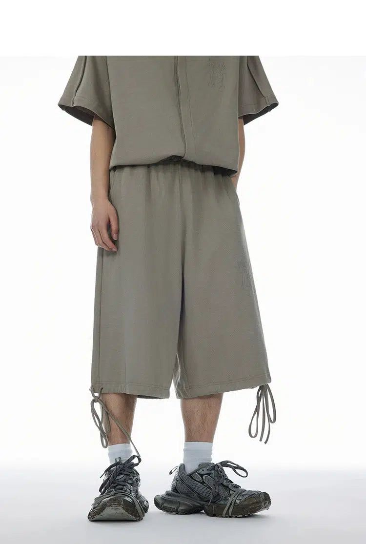 Athleisure Shirt & Drawstring Shorts Set Korean Street Fashion Clothing Set By Cro World Shop Online at OH Vault