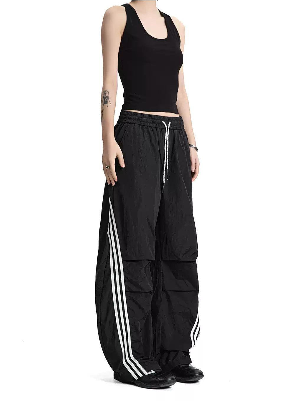 Gartered and Drawstring Track Pants Korean Street Fashion Pants By Made Extreme Shop Online at OH Vault