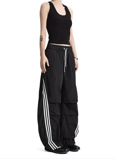 Gartered and Drawstring Track Pants Korean Street Fashion Pants By Made Extreme Shop Online at OH Vault