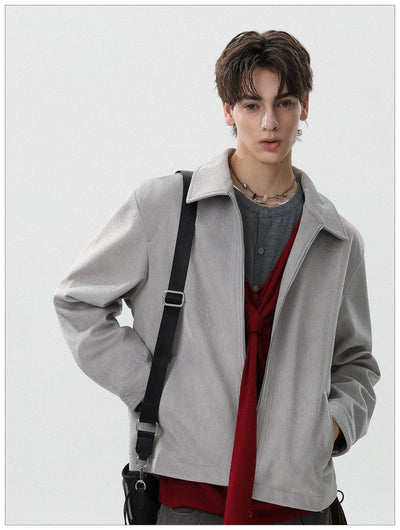 Brushed Textured Zip-Up Jacket Korean Street Fashion Jacket By Mr Nearly Shop Online at OH Vault