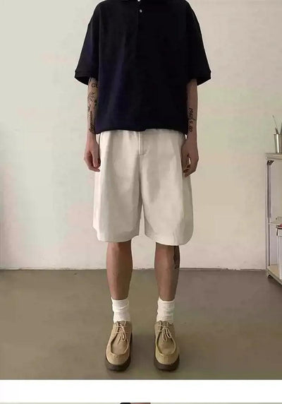 Double Pleated Casual Fit Shorts Korean Street Fashion Shorts By In Knots Shop Online at OH Vault