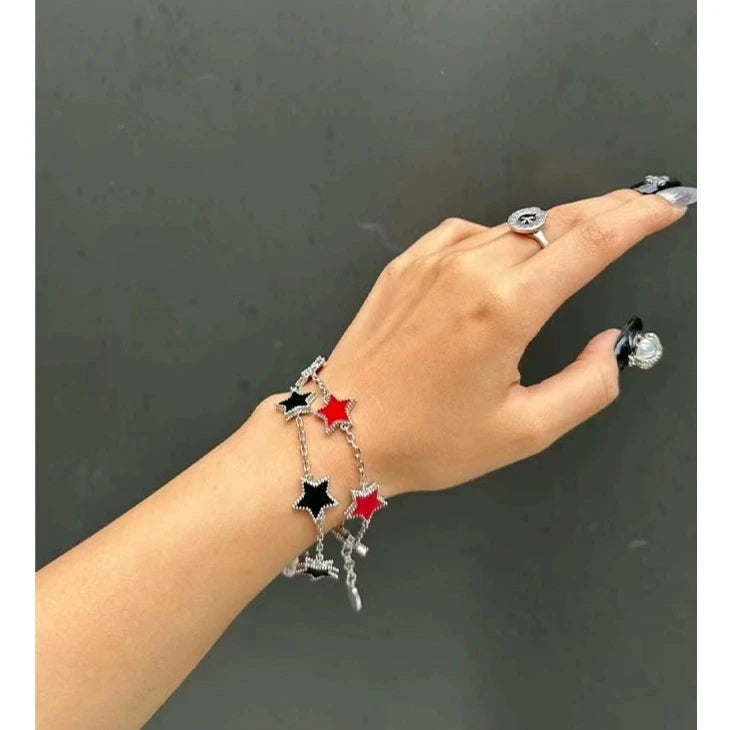 Star Shapes Chained Bracelet Korean Street Fashion Bracelet By Poikilotherm Shop Online at OH Vault