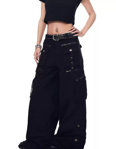 Multiple Pocket and Button Pants Korean Street Fashion Pants By Blacklists Shop Online at OH Vault