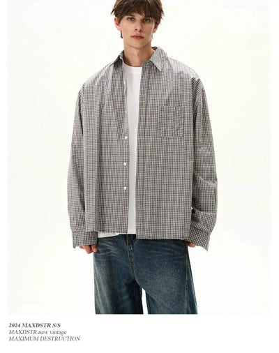 Classic Thin Plaid One-Pocket Shirt Korean Street Fashion Shirt By MaxDstr Shop Online at OH Vault