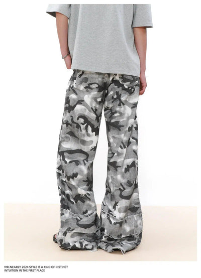 Baggy Raw Edge Camo Pants Korean Street Fashion Pants By Mr Nearly Shop Online at OH Vault