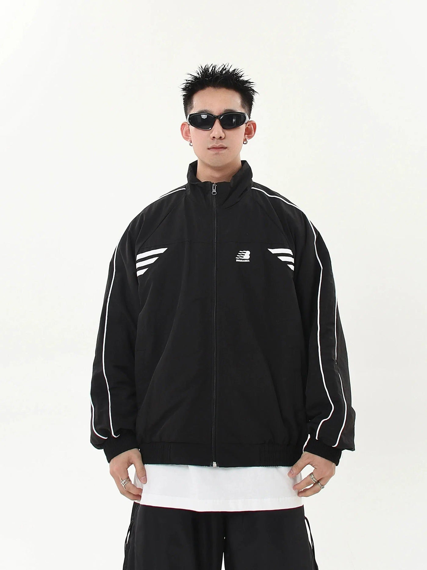 Three-Bar Contrast Sports Jacket Korean Street Fashion Jacket By Blacklists Shop Online at OH Vault