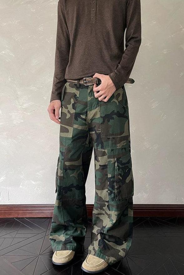 Side Flap Pockets Camouflage Cargo Pants Korean Street Fashion Pants By A PUEE Shop Online at OH Vault