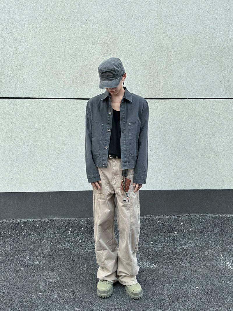 Side Pockets Buttoned Denim Jacket Korean Street Fashion Jacket By Ash Dark Shop Online at OH Vault