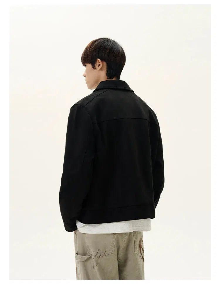 Oversized Pocket Micro Suede Jacket Korean Street Fashion Jacket By A PUEE Shop Online at OH Vault