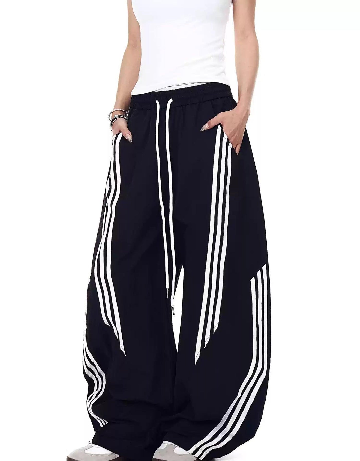 Drawstring Striped Lines Track Pants Korean Street Fashion Pants By Blacklists Shop Online at OH Vault