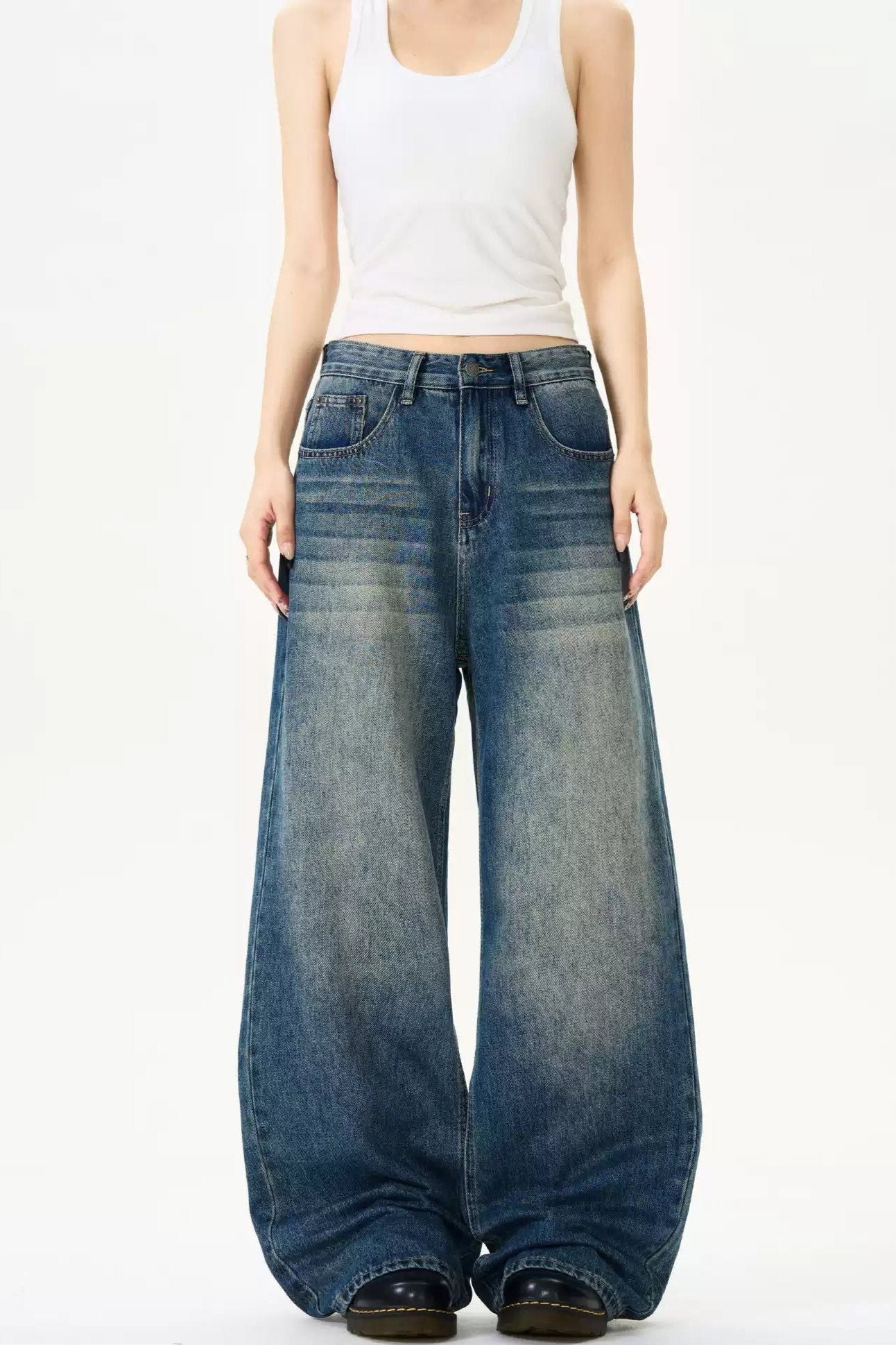 Washed Highlight Whiskers Jeans Korean Street Fashion Jeans By MaxDstr Shop Online at OH Vault