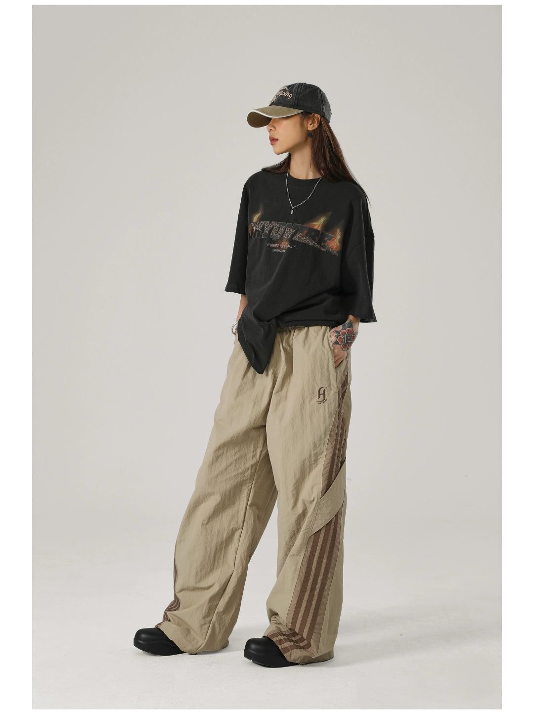 Side Splice Track Pants Korean Street Fashion Pants By JHYQ Shop Online at OH Vault