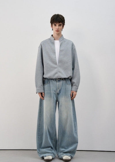 Stand Collar Line Cut Layered Crewneck Korean Street Fashion Jacket By MaxDstr Shop Online at OH Vault