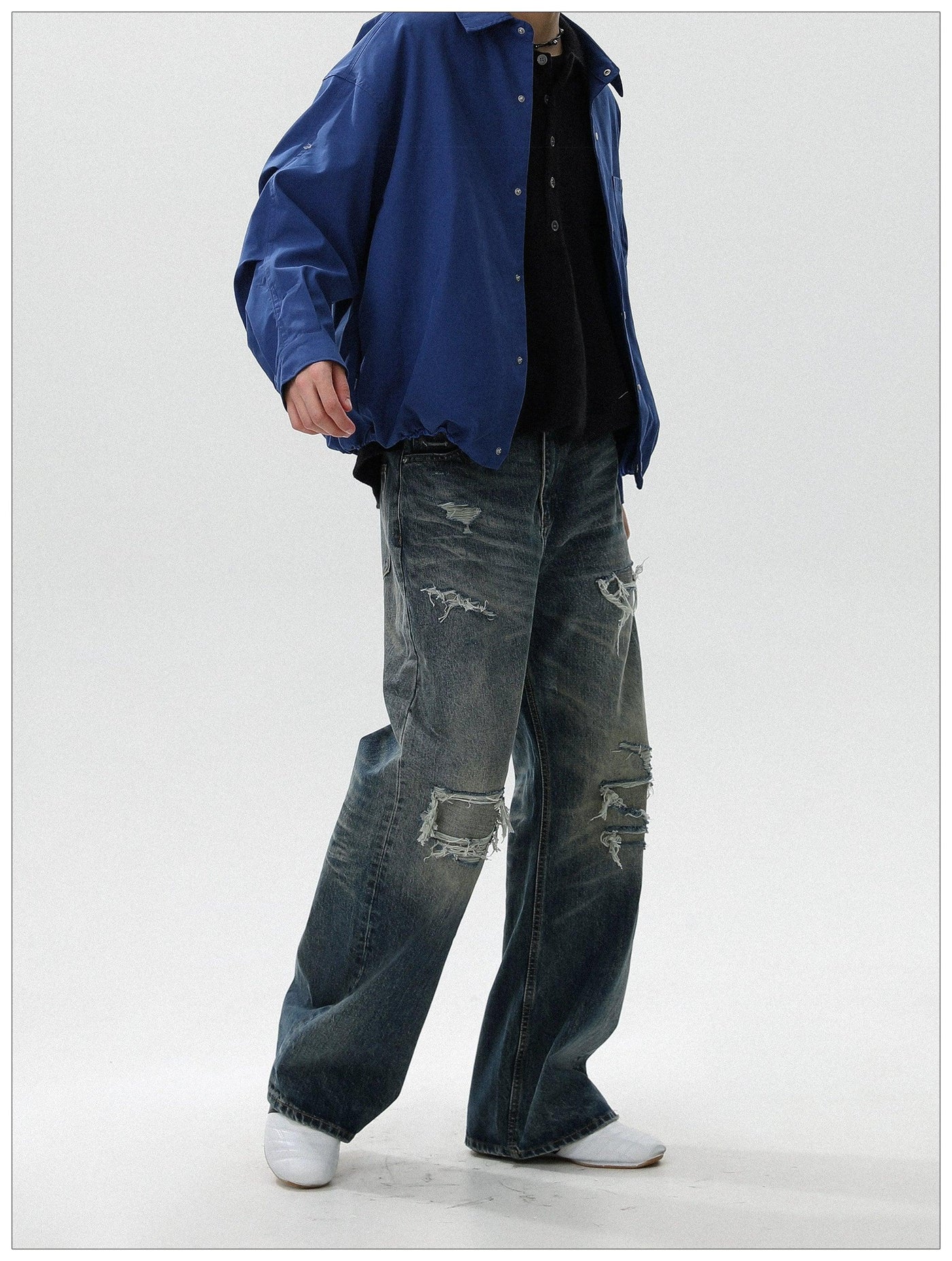 Faded Fray Ripped Jeans Korean Street Fashion Jeans By Mr Nearly Shop Online at OH Vault