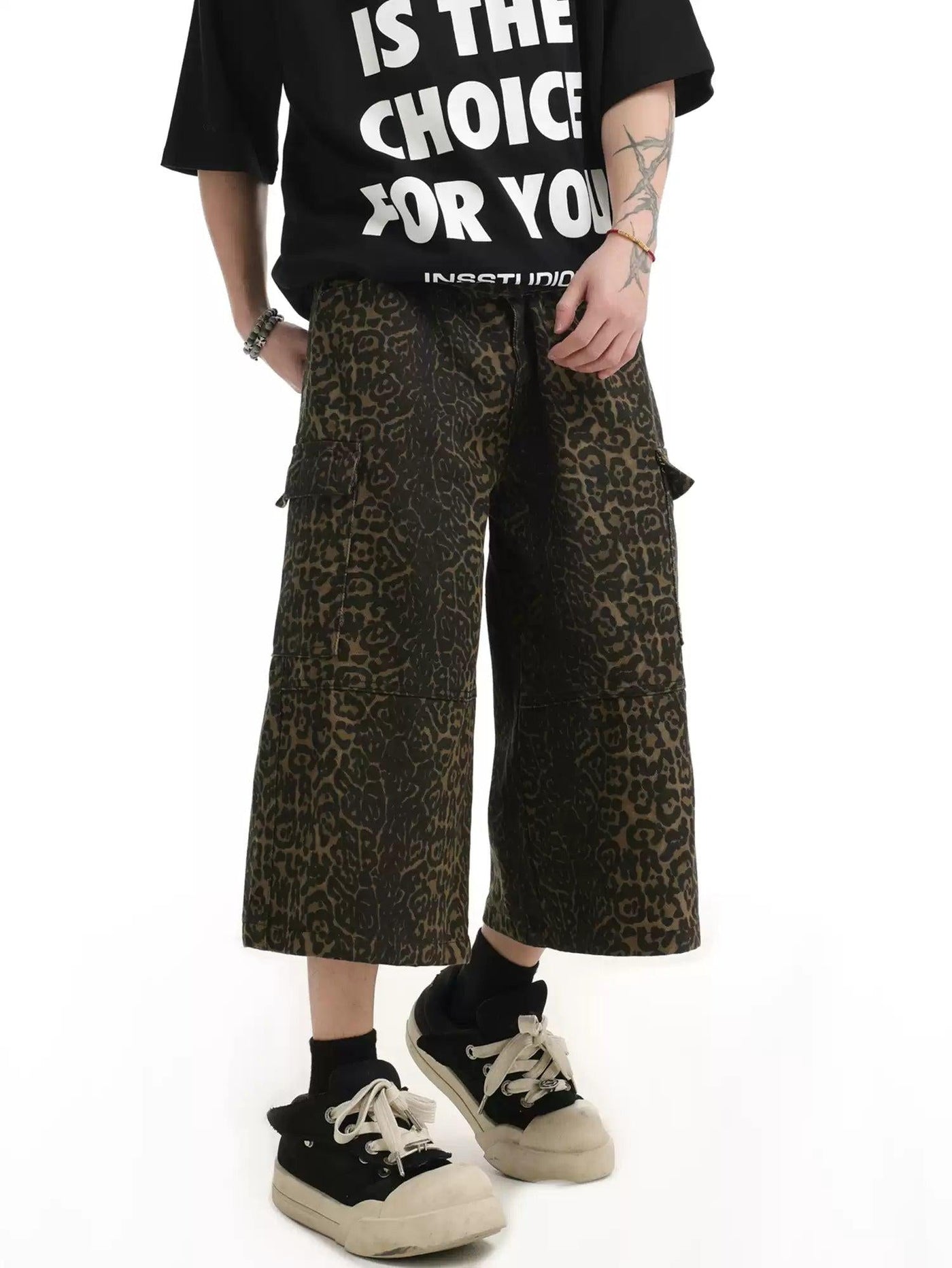 Animal Print Buttoned Shorts Korean Street Fashion Shorts By INS Korea Shop Online at OH Vault
