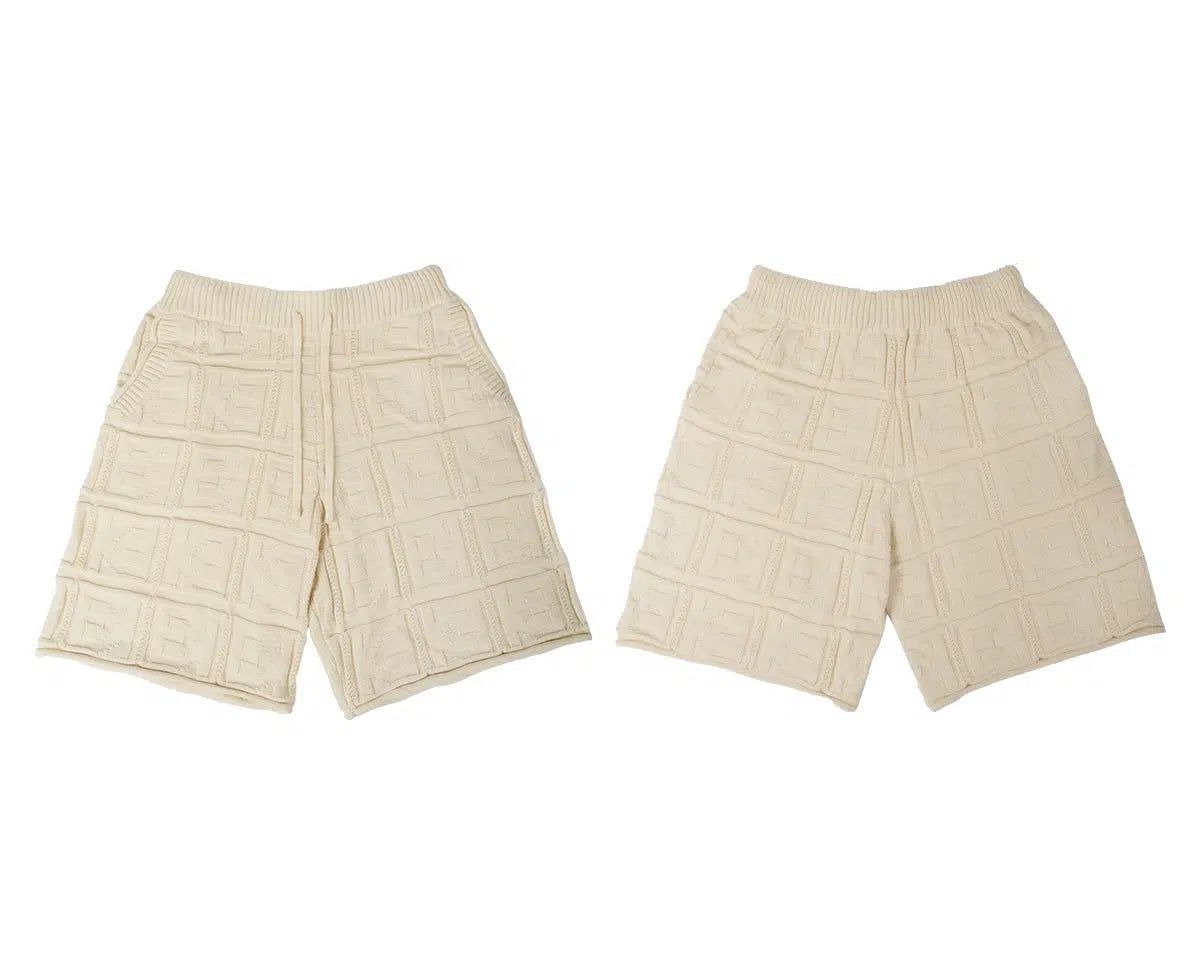 Embossed Pattern Knit Shorts Korean Street Fashion Shorts By Evil Knight Shop Online at OH Vault