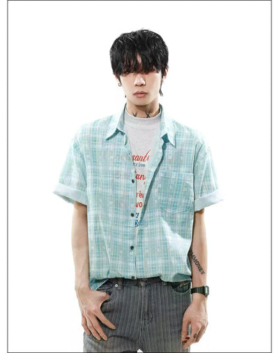 Essential Plaid Button-Up Shirt Korean Street Fashion Shirt By Mr Nearly Shop Online at OH Vault