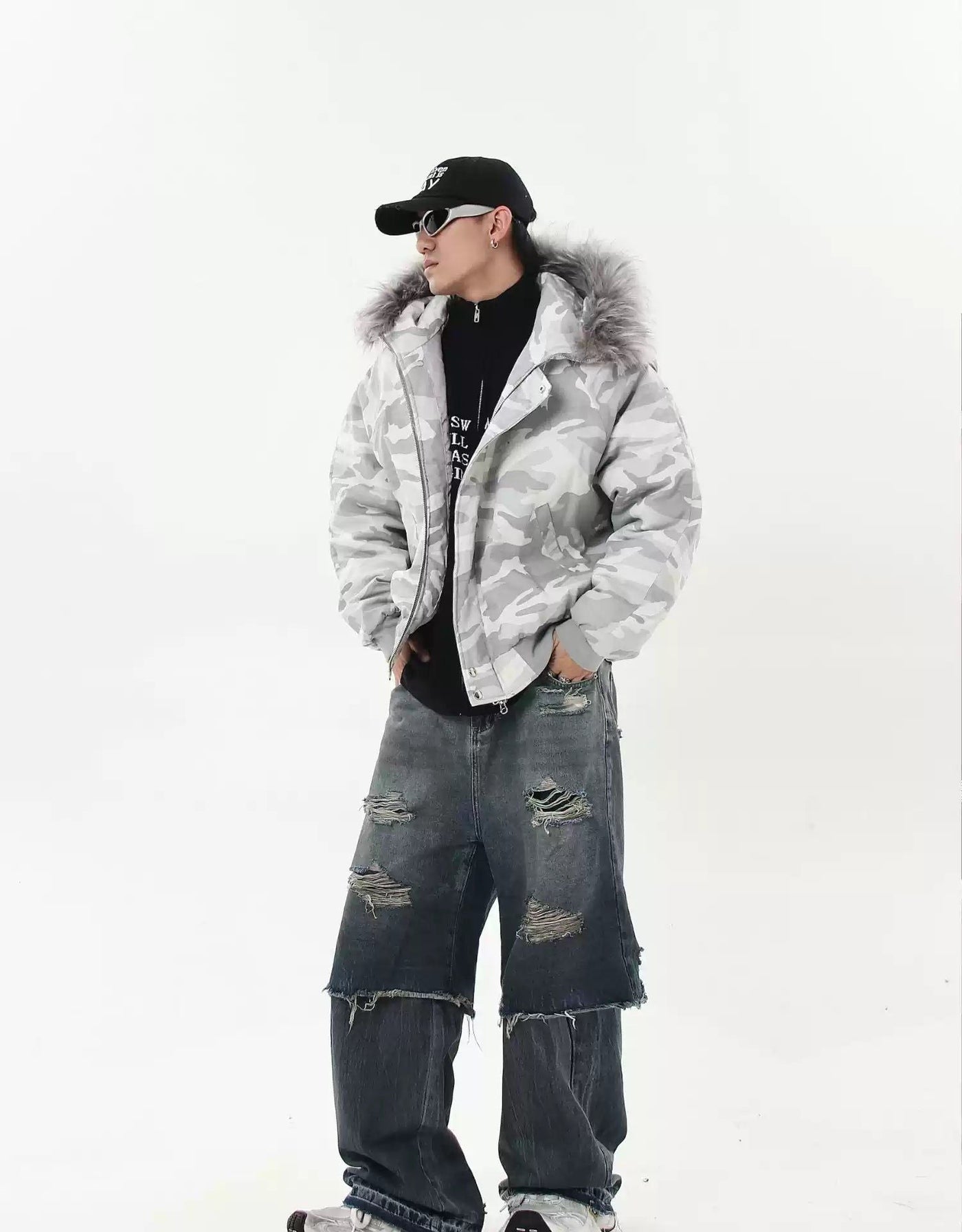 Fur Trimmed Hood Camouflage Jacket Korean Street Fashion Jacket By Blacklists Shop Online at OH Vault