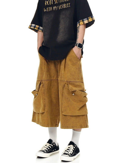 Huge Flap Pockets Micro Suede Shorts Korean Street Fashion Shorts By Blacklists Shop Online at OH Vault