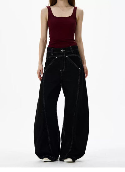 Line Stitches High Waist Jeans Korean Street Fashion Jeans By 77Flight Shop Online at OH Vault