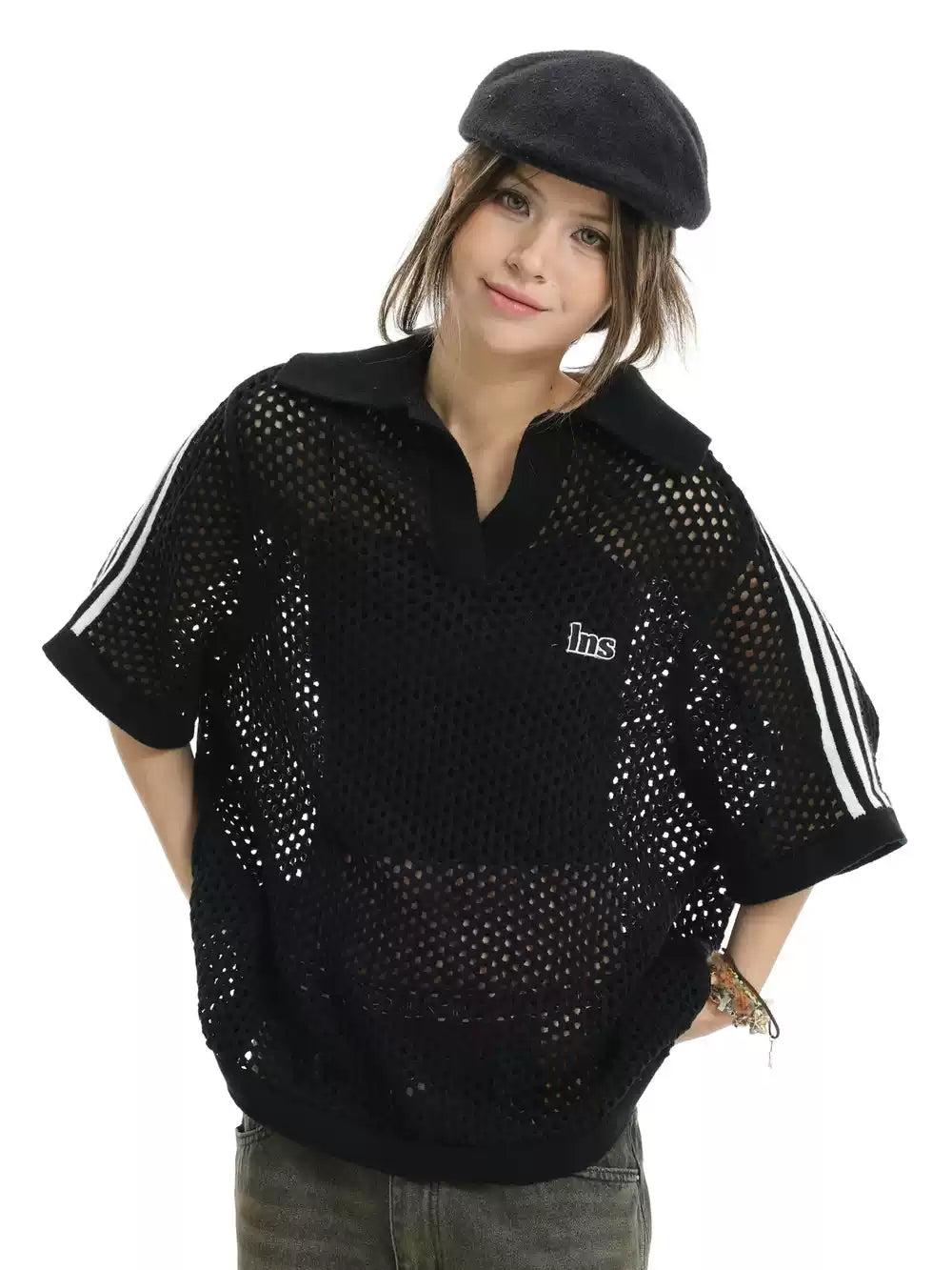 Loose Fit Mesh Polo Korean Street Fashion Polo By INS Korea Shop Online at OH Vault