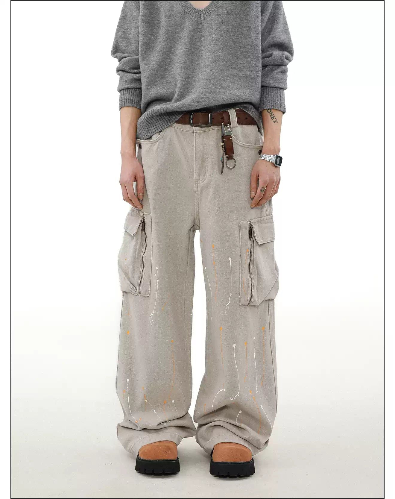 Paint Splatters Cargo Pants Korean Street Fashion Pants By Mr Nearly Shop Online at OH Vault