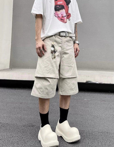Basic Pleats Clean Fit Cargo Shorts Korean Street Fashion Shorts By Blacklists Shop Online at OH Vault