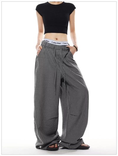 Drawstring Striped Loose Pants Korean Street Fashion Pants By Mr Nearly Shop Online at OH Vault