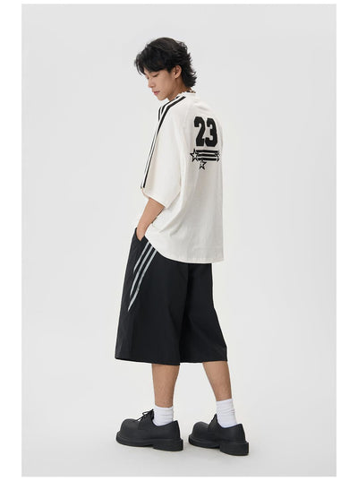Striped Lines Gartered Shorts Korean Street Fashion Shorts By JHYQ Shop Online at OH Vault