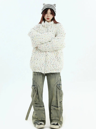 Stand Collar Textured Puffer Jacket Korean Street Fashion Jacket By INS Korea Shop Online at OH Vault