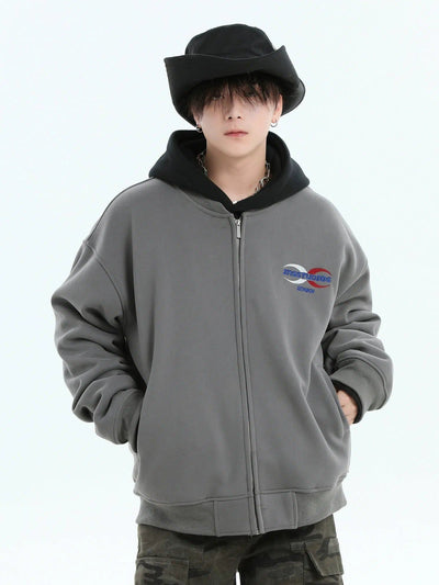 Embroidered Logo Zipped Jacket Korean Street Fashion Jacket By INS Korea Shop Online at OH Vault