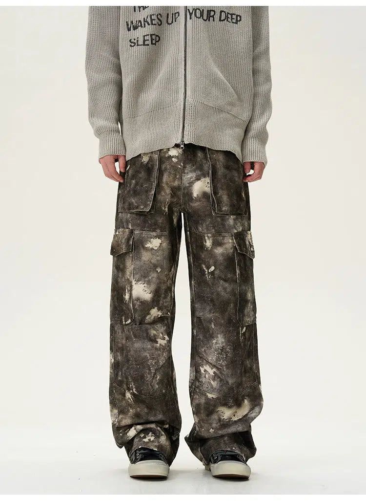 Paint Splashed Camo Cargo Pants Korean Street Fashion Pants By 77Flight Shop Online at OH Vault