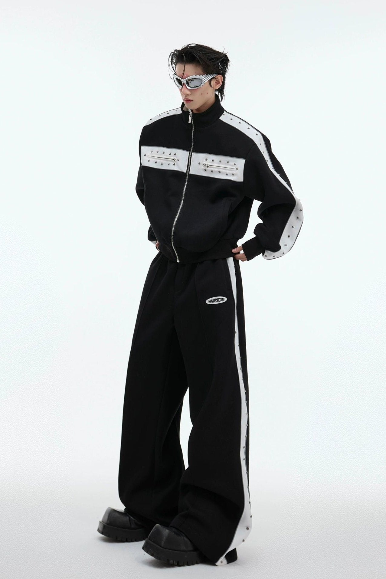 Sporty Contrast Block Jacket & Sweatpants Set Korean Street Fashion Clothing Set By Argue Culture Shop Online at OH Vault