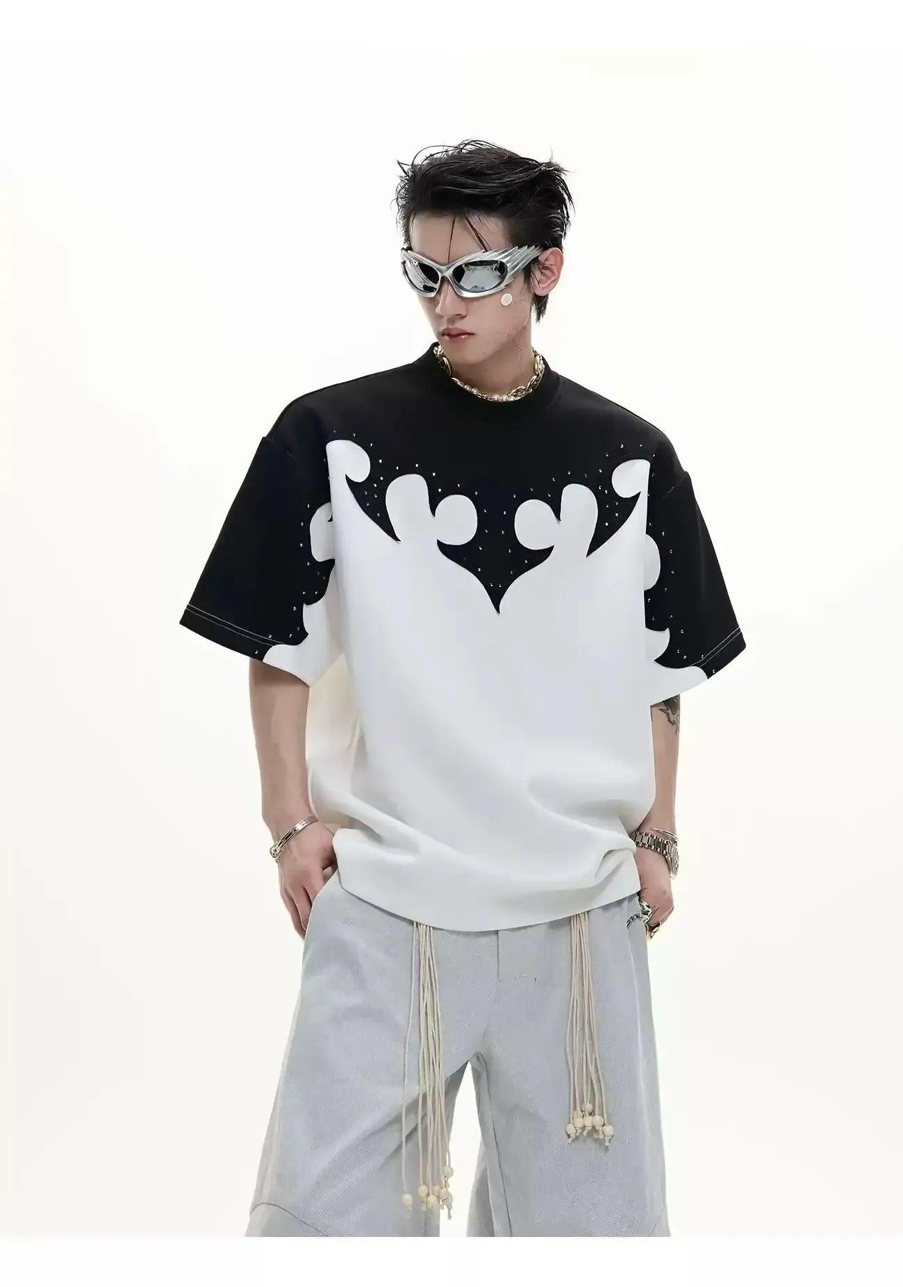 Stitched Pattern T-Shirt Korean Street Fashion T-Shirt By Argue Culture Shop Online at OH Vault